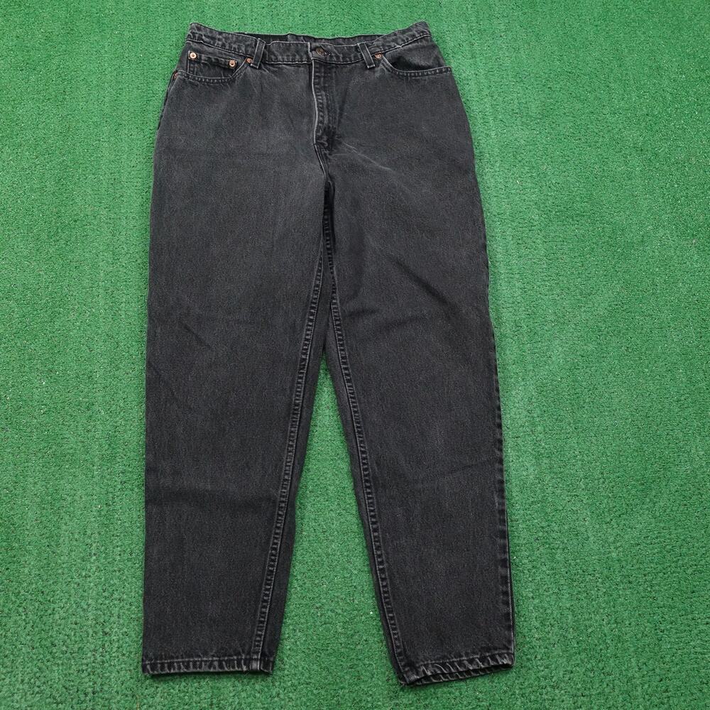VINTAGE‎ LEVI'S 522 TAPERED FIT LEG USA MADE BLACK DENIM JEANS WOMENS 16 (33X28)